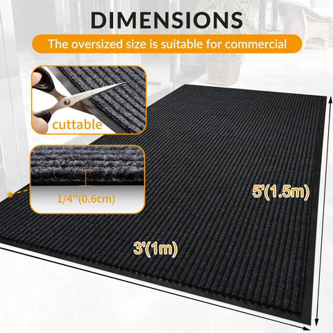 LVETOLS rubber-backed doormat for wet messes and secure placement