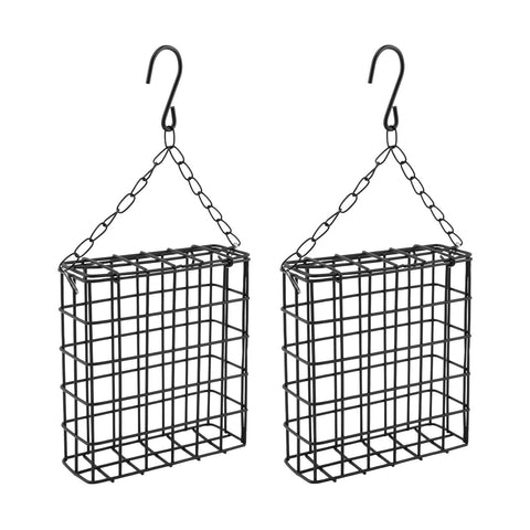 LVOERTUIG two-pack outdoor suet cage feeders attract woodpeckers to your garden.