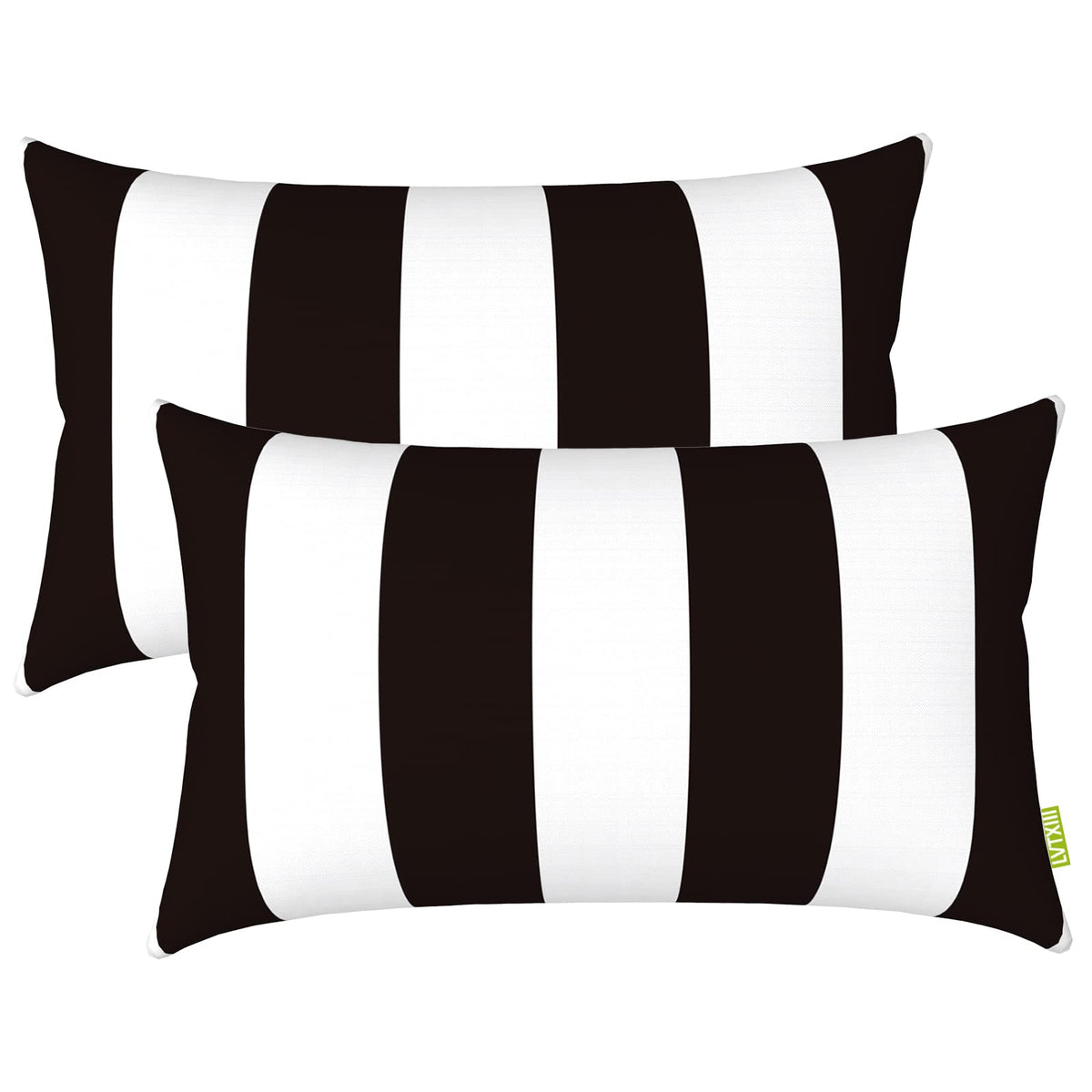 LVTXIII Cabana Black lumbar pillow cover folded for display, durable outdoor fabric.