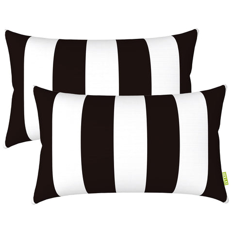 LVTXIII Cabana Black lumbar pillow cover folded for display, durable outdoor fabric.