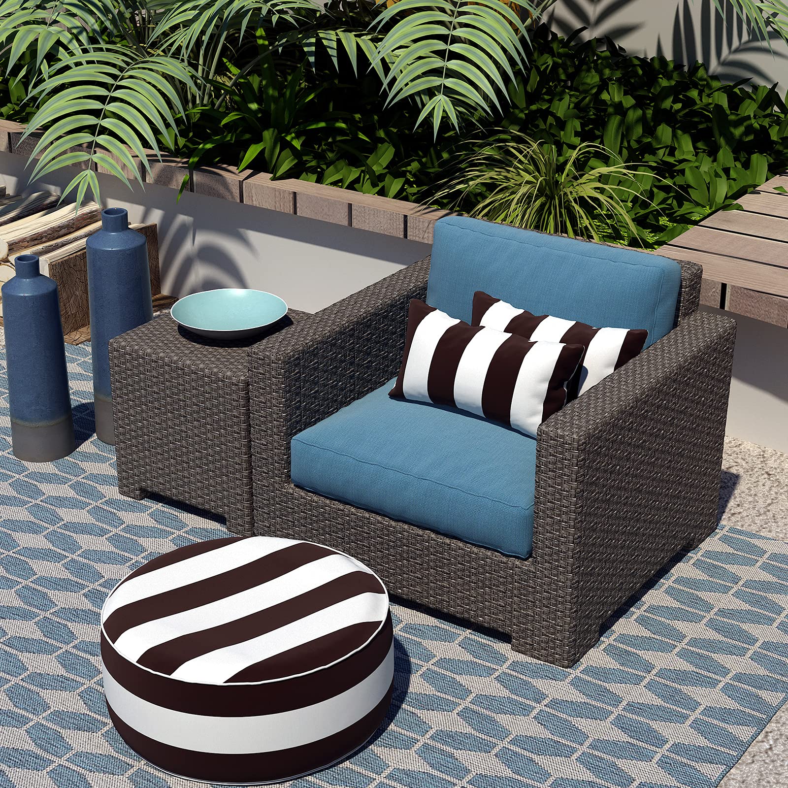LVTXIII Cabana Black cover on outdoor sofa for chic styling.