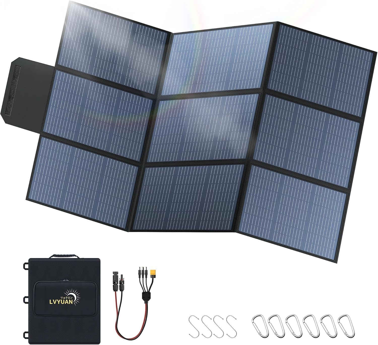 LVYUAN 400W foldable panel front view for portable outdoor charging