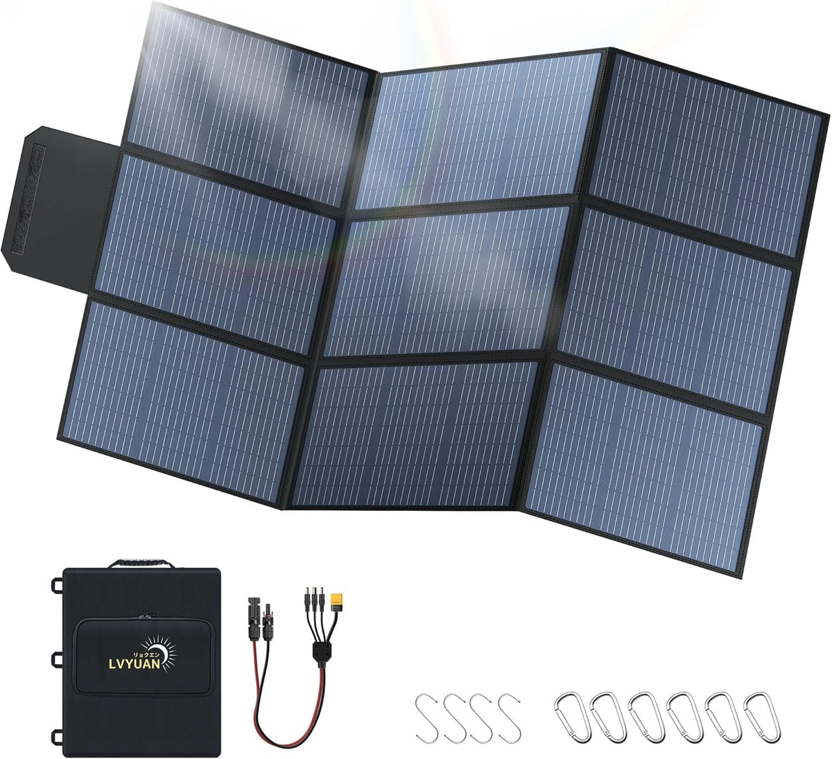 LVYUAN 400W foldable panel front view for portable outdoor charging