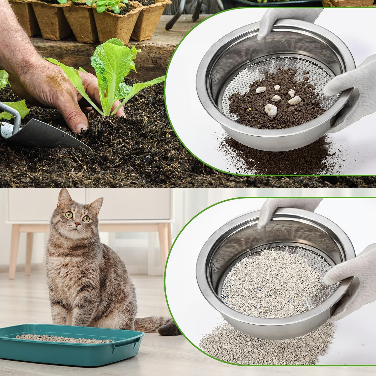 LWADALN soil sieve 3mm mesh for quick removal of larger debris