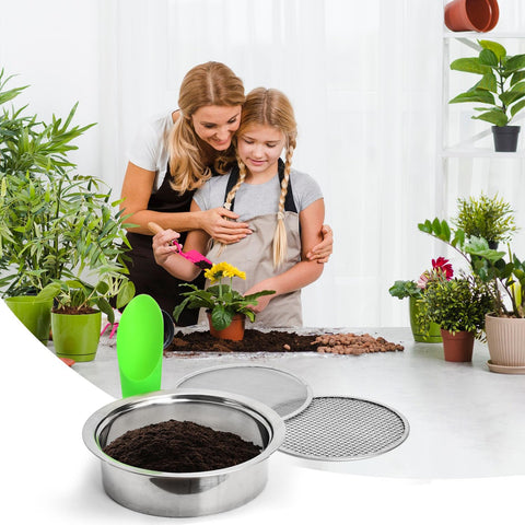 LWADALN soil sieve 6mm mesh captures medium particles for planting mixes