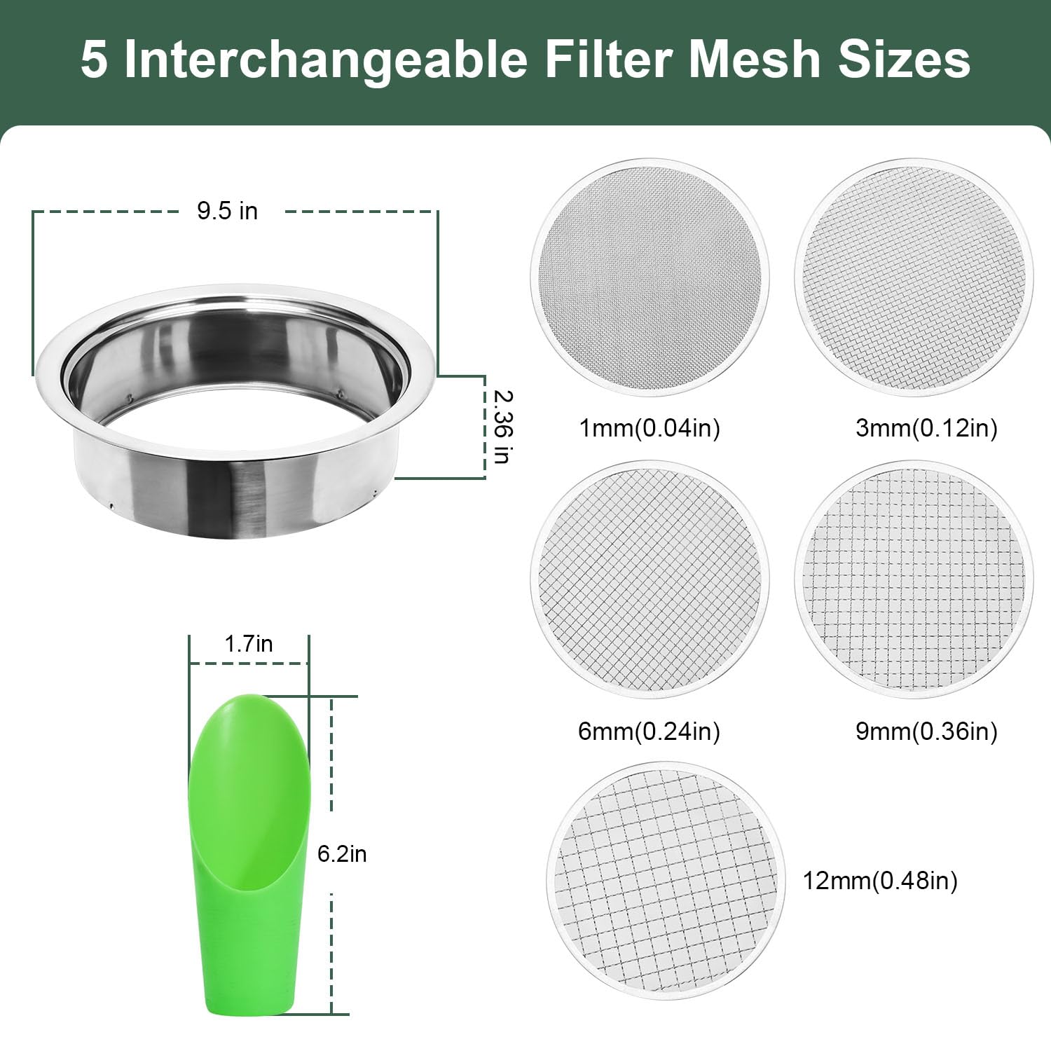 LWADALN soil sieve 9mm mesh supports coarse particle separation and aeration