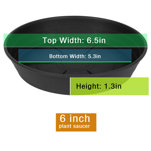 LWALRS round plastic plant saucers suitable for indoor and outdoor use.