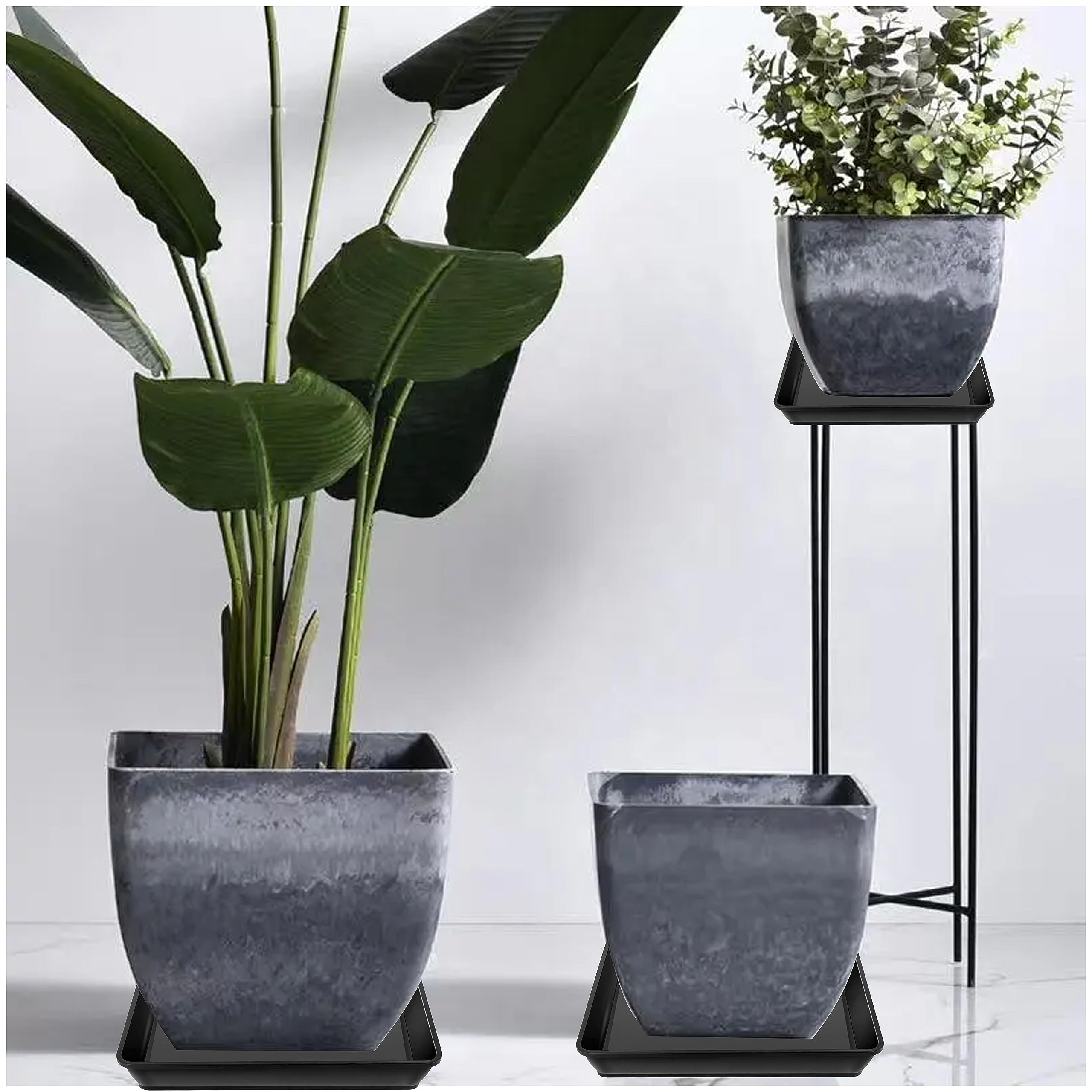 LWALRS square plant saucer suitable for indoor and outdoor garden layouts