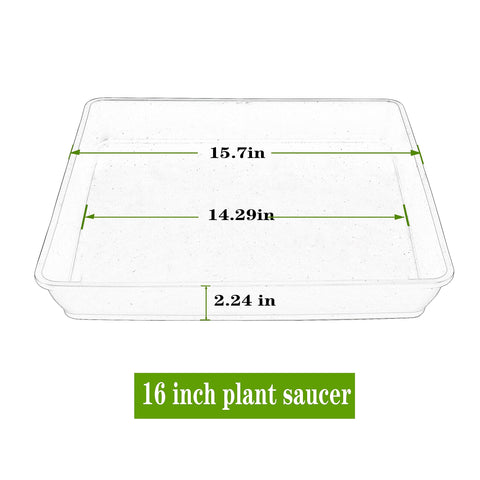 LWALRS Square Plant Saucer 16 Inch side view; heavy-duty construction supports large pots