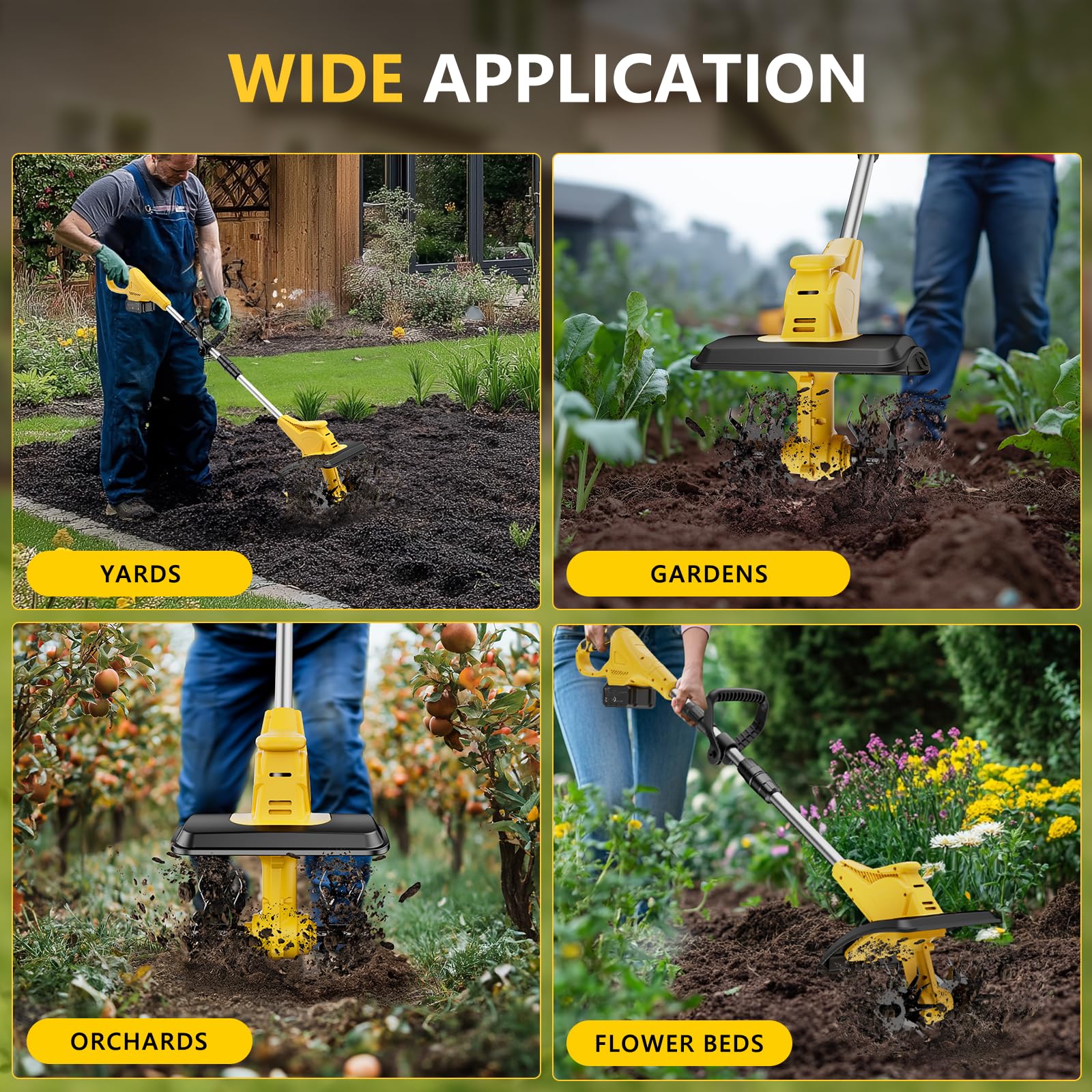 LWbrazl multi-function garden tiller handles beds, borders, and soil renovation.
