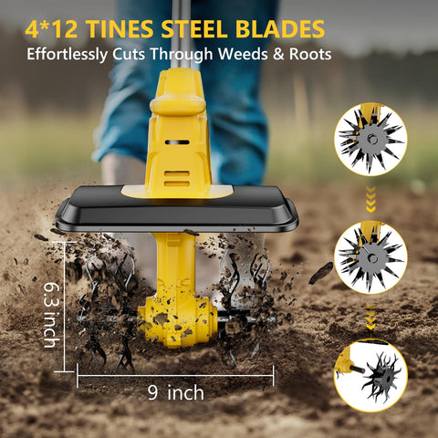 LWbrazl rototiller with 360 RPM tines powers efficient soil break-up.