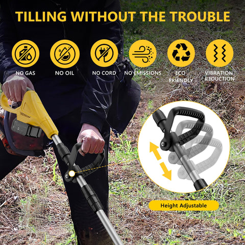 LWbrazl tiller depth of 6.3 inches loosens dense soil.
