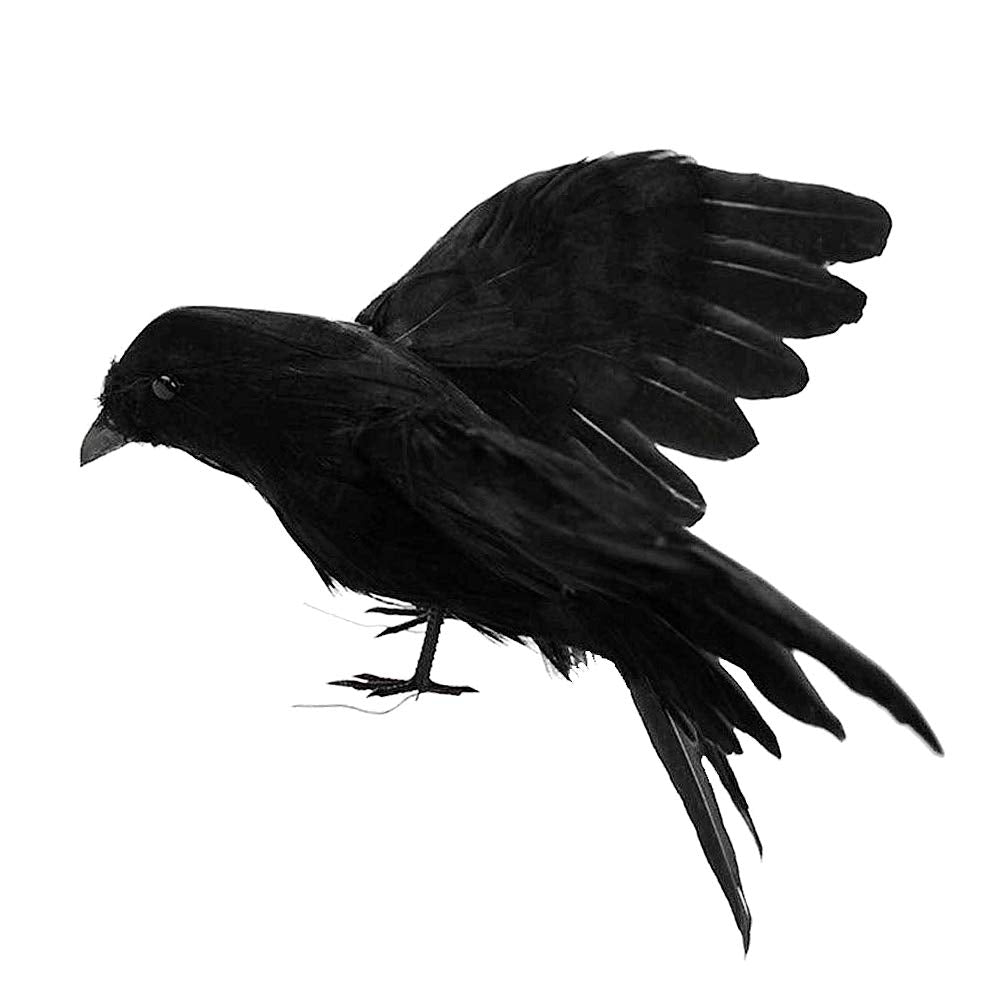 LWINGFLYER flying black feathered crow enhances Halloween outdoor decor