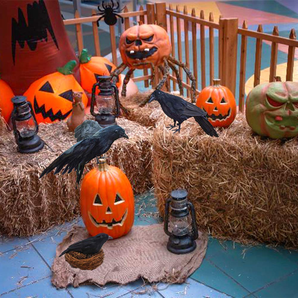 LWINGFLYER Halloween porch display crow on steps