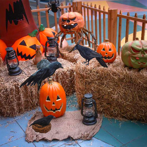 LWINGFLYER Halloween porch display crow on steps