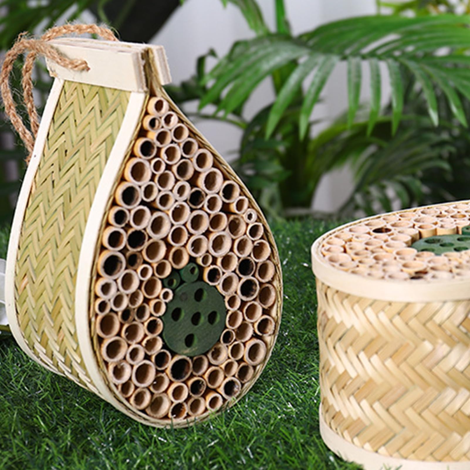 LWINGFLYER hanging bee house with rope and hook for easy setup.