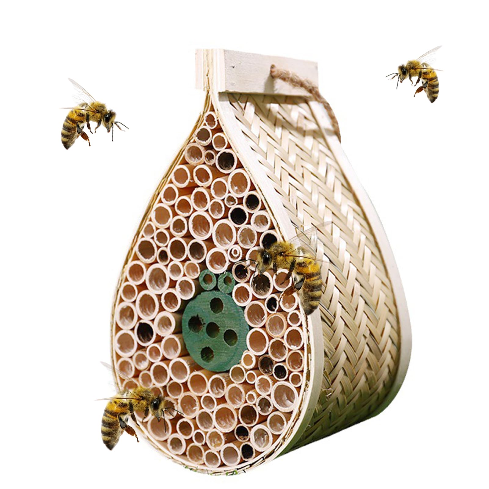 LWINGFLYER Mason Bee House teardrop habitat with hollow tubes for natural pollinator nesting.