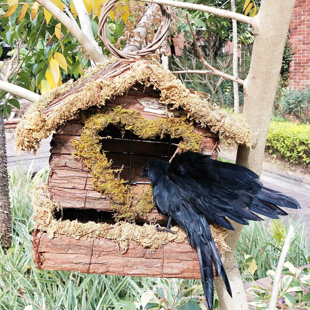 LWINGFLYER outdoor garden crow display for seasonal decor