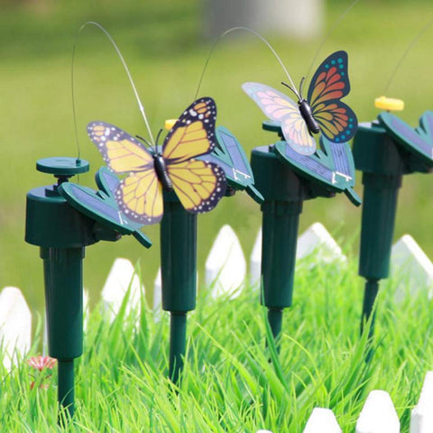 LWINGFLYER solar butterfly in garden setup with vibrant fluttering motion