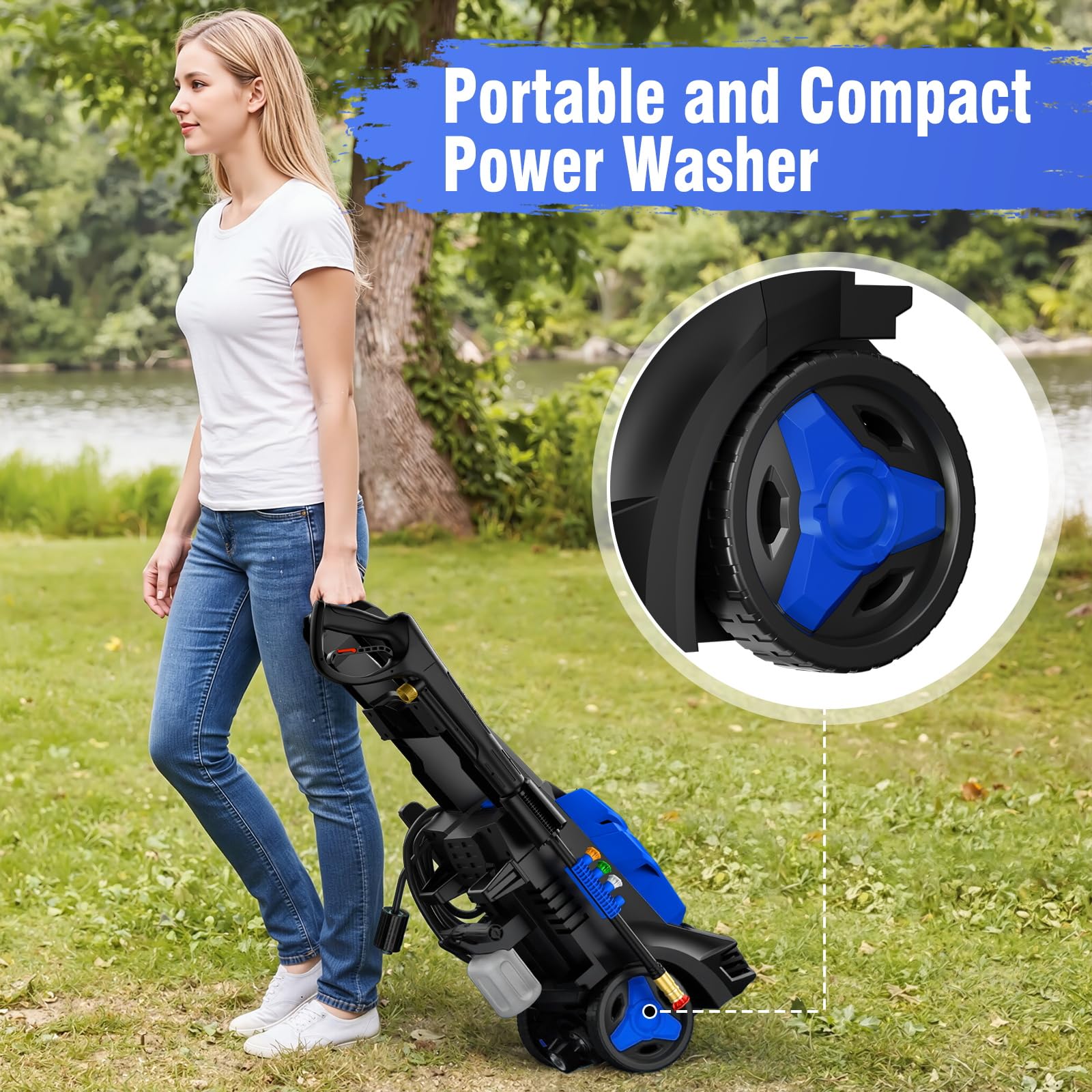 LWQ dual-roller design eases movement across yards.