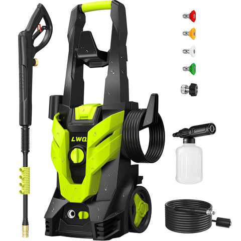 LWQ pressure washer delivers high-pressure spray for tough driveway grime.