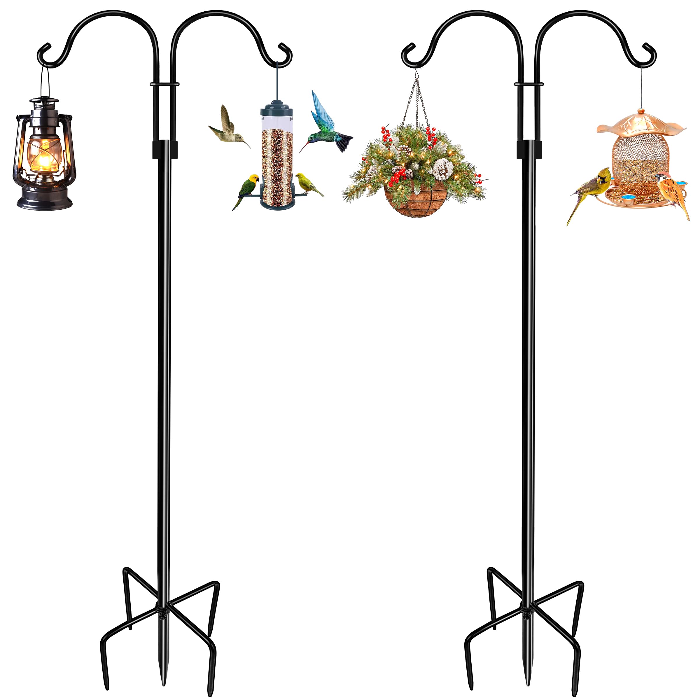 LWWTBS double shepherds hooks base-prong ensures stable ground insertion for outdoor use.