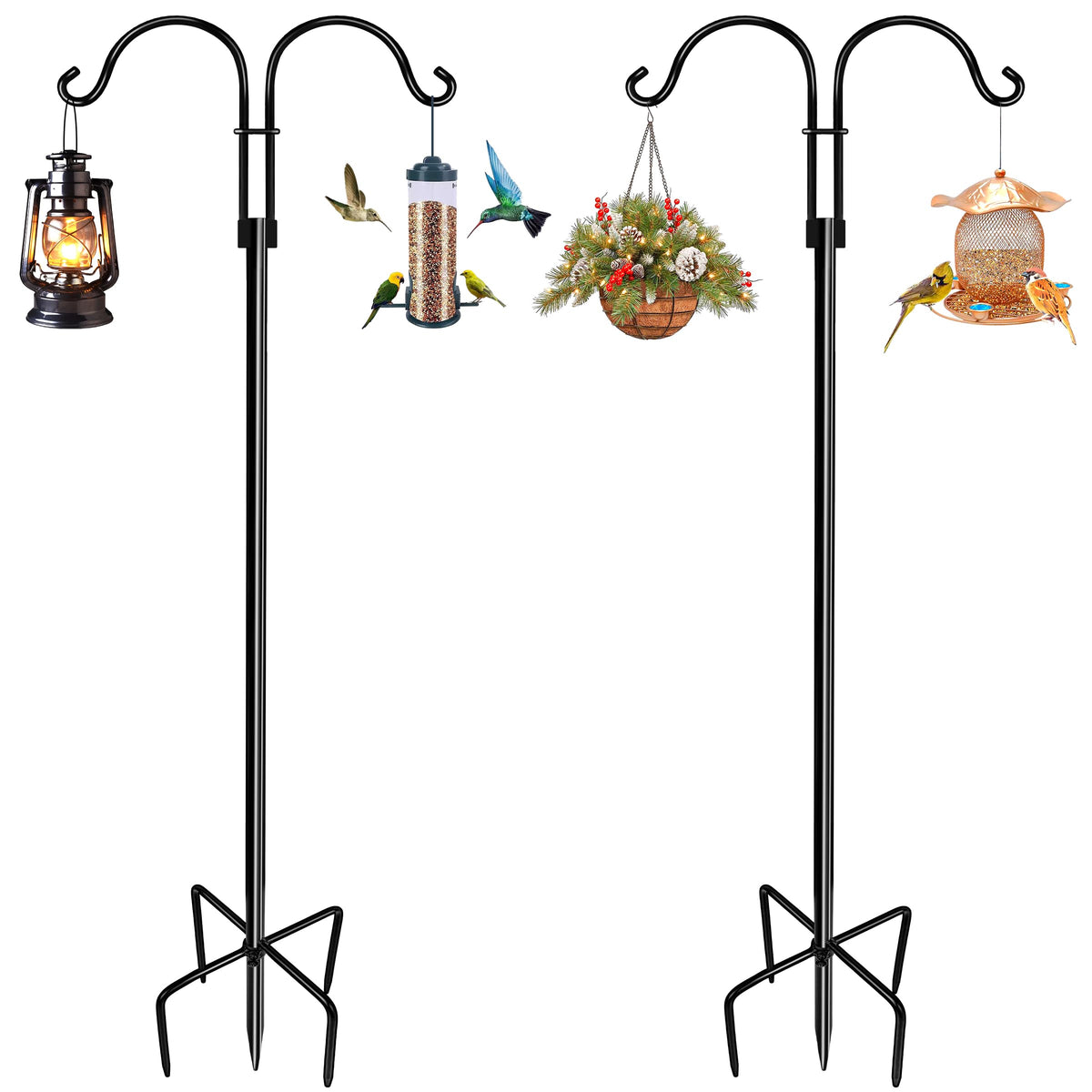 LWWTBS double shepherds hooks base-prong ensures stable ground insertion for outdoor use.