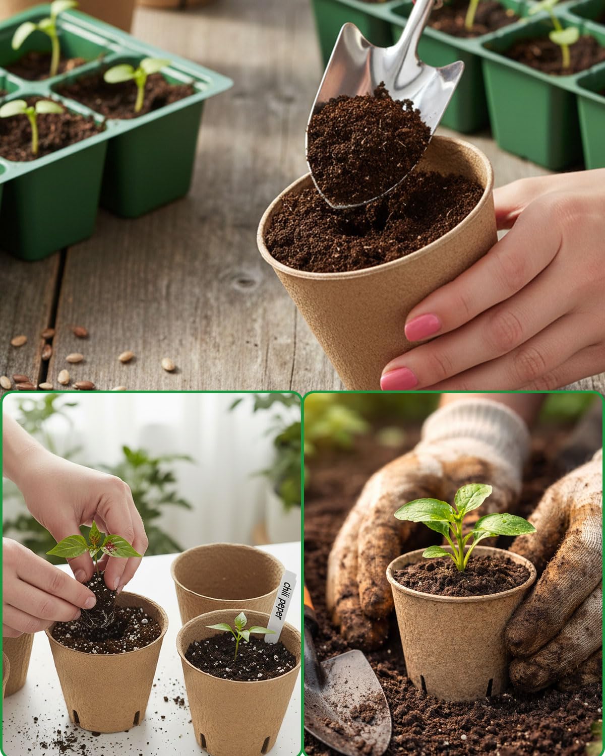 LWWTBS seedling pots with drainage holes for healthy root ventilation.