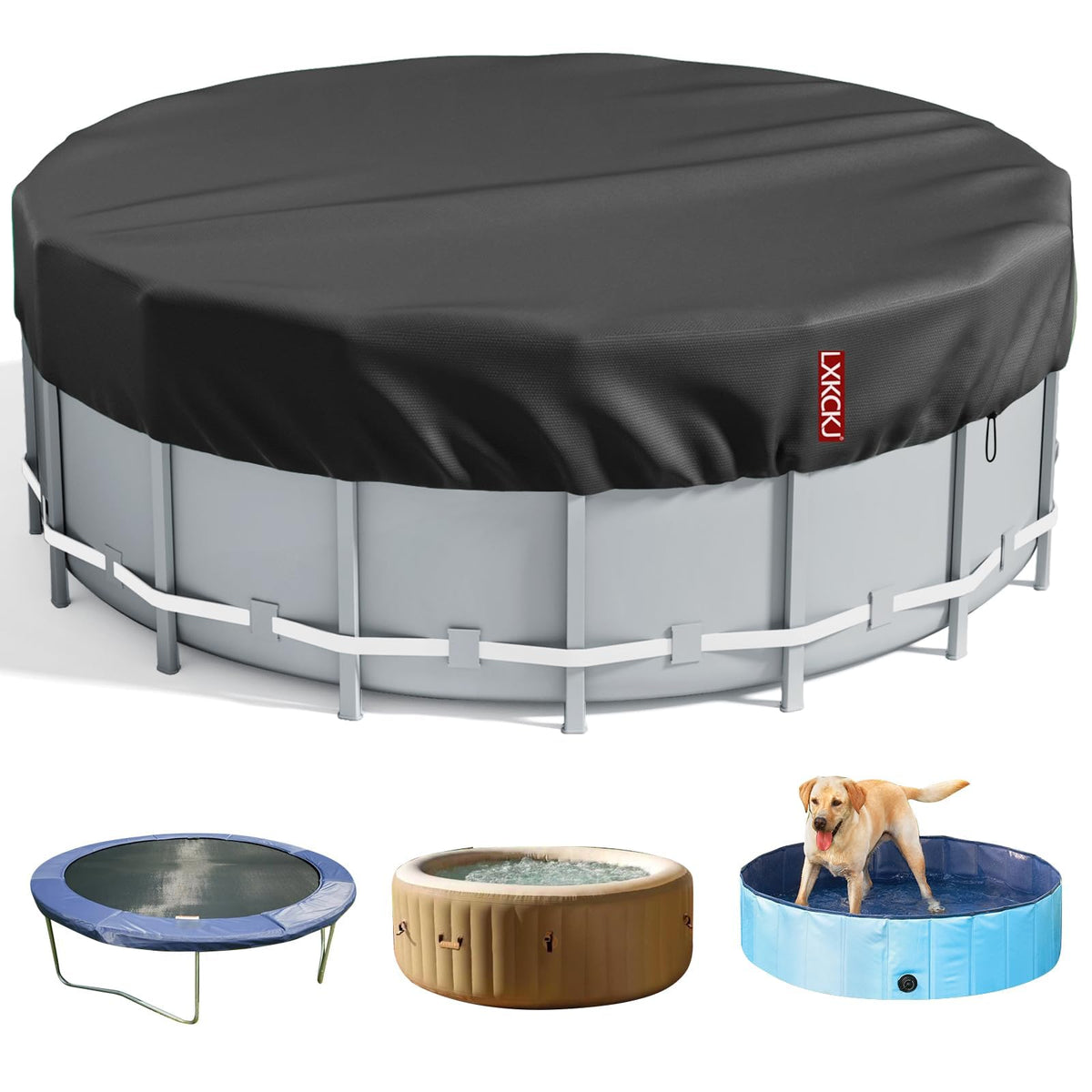 LXKCKJ 15 ft round pool cover on a sunny pool protecting from debris