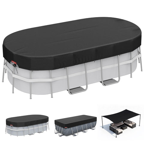 LXKCKJ 7x10ft rectangular pool cover main protects above-ground pools from leaves and debris