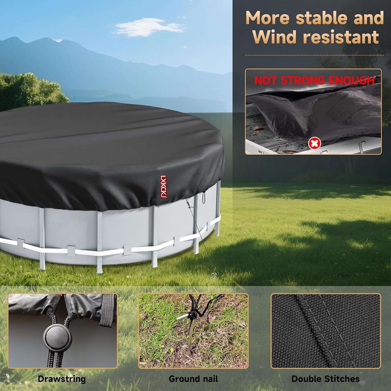 LXKCKJ 420D silver material round cover shown in weather-resilient design