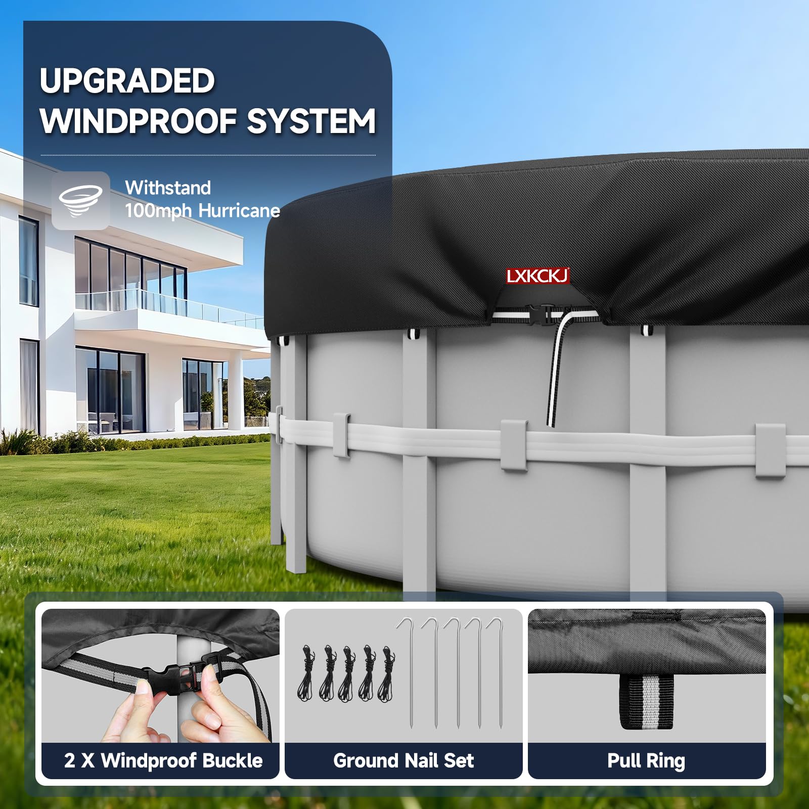 LXKCKJ foldable round pool cover stores compactly when not in use