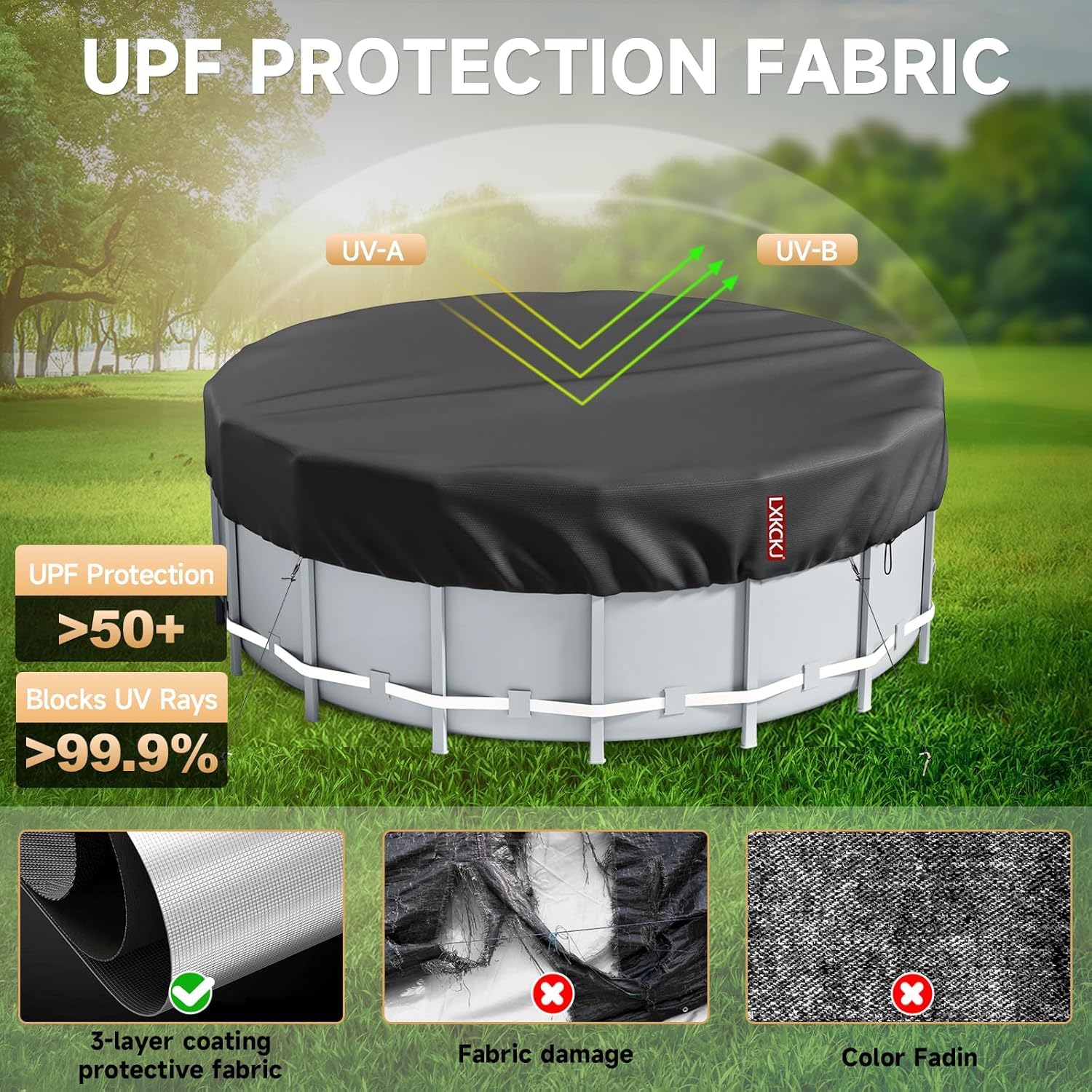 LXKCKJ round pool cover folded for compact storage
