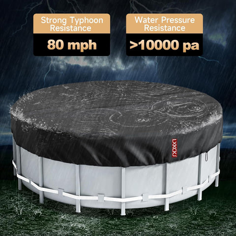 LXKCKJ round pool cover demonstrating waterproof and dustproof features