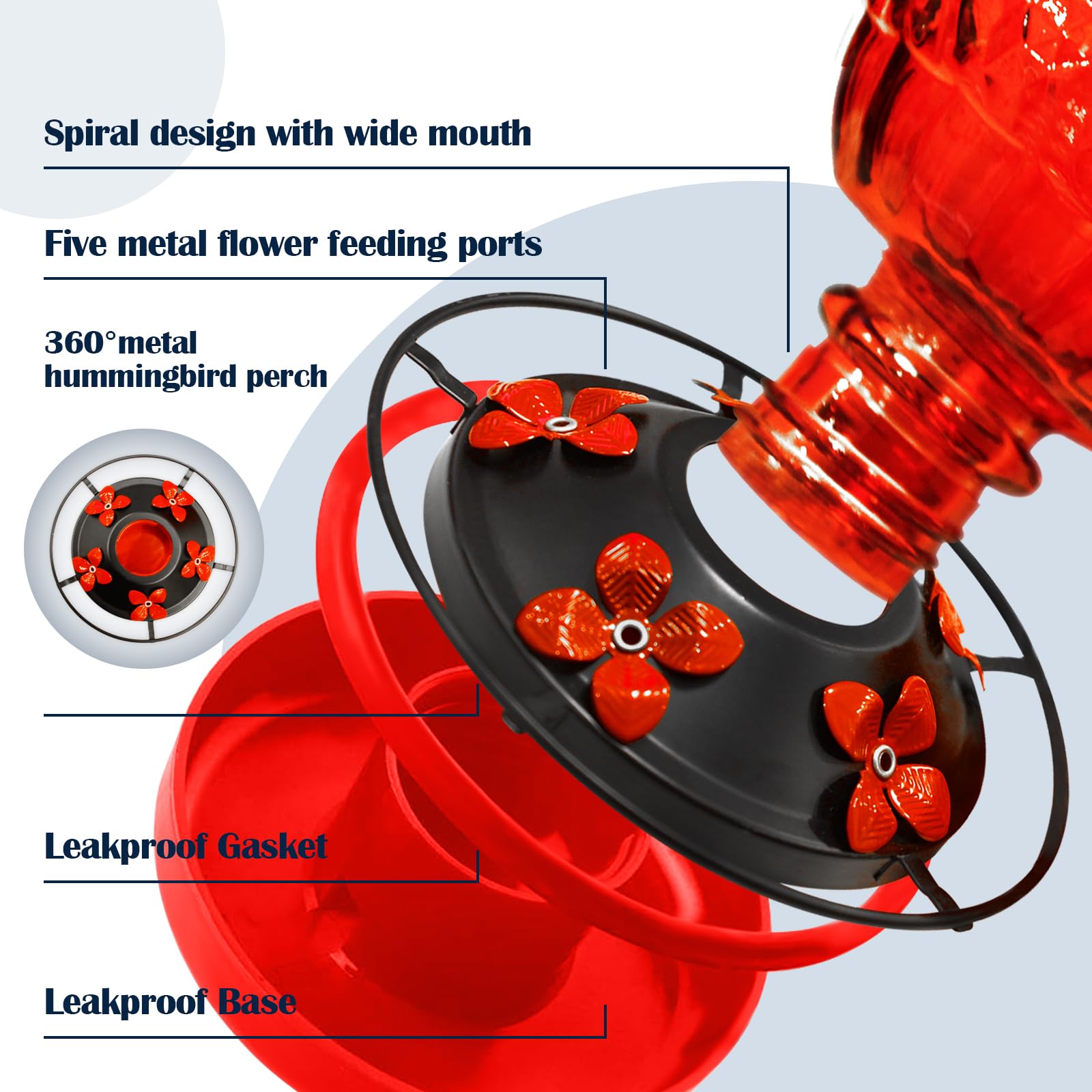 LXliangxin glass hummingbirds feeder ant-moat keeps insects away while birds feed