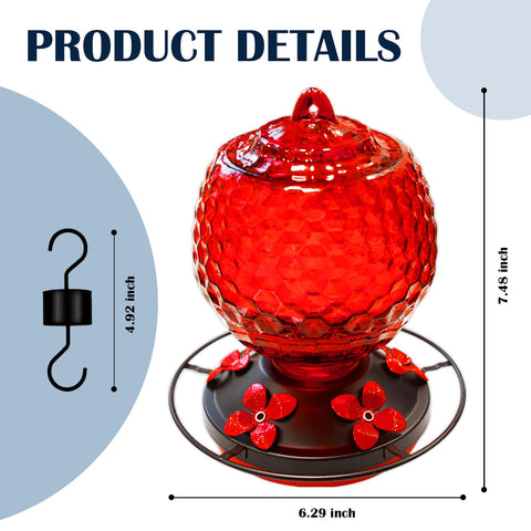 LXliangxin glass hummingbirds feeder five-port-flowers captures nectar from five colorful ports for birds