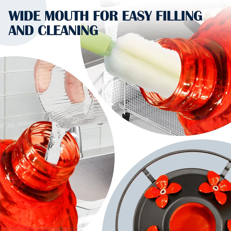 LXliangxin glass hummingbirds feeder hang-ready with sturdy hook for easy garden setup