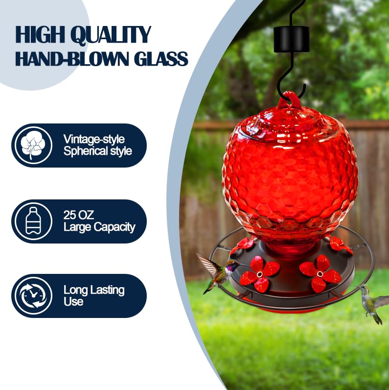 LXliangxin glass hummingbirds feeder wide-mouth cleaning design simplifies refills and cleaning