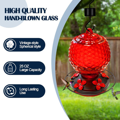 LXliangxin glass hummingbirds feeder wide-mouth cleaning design simplifies refills and cleaning