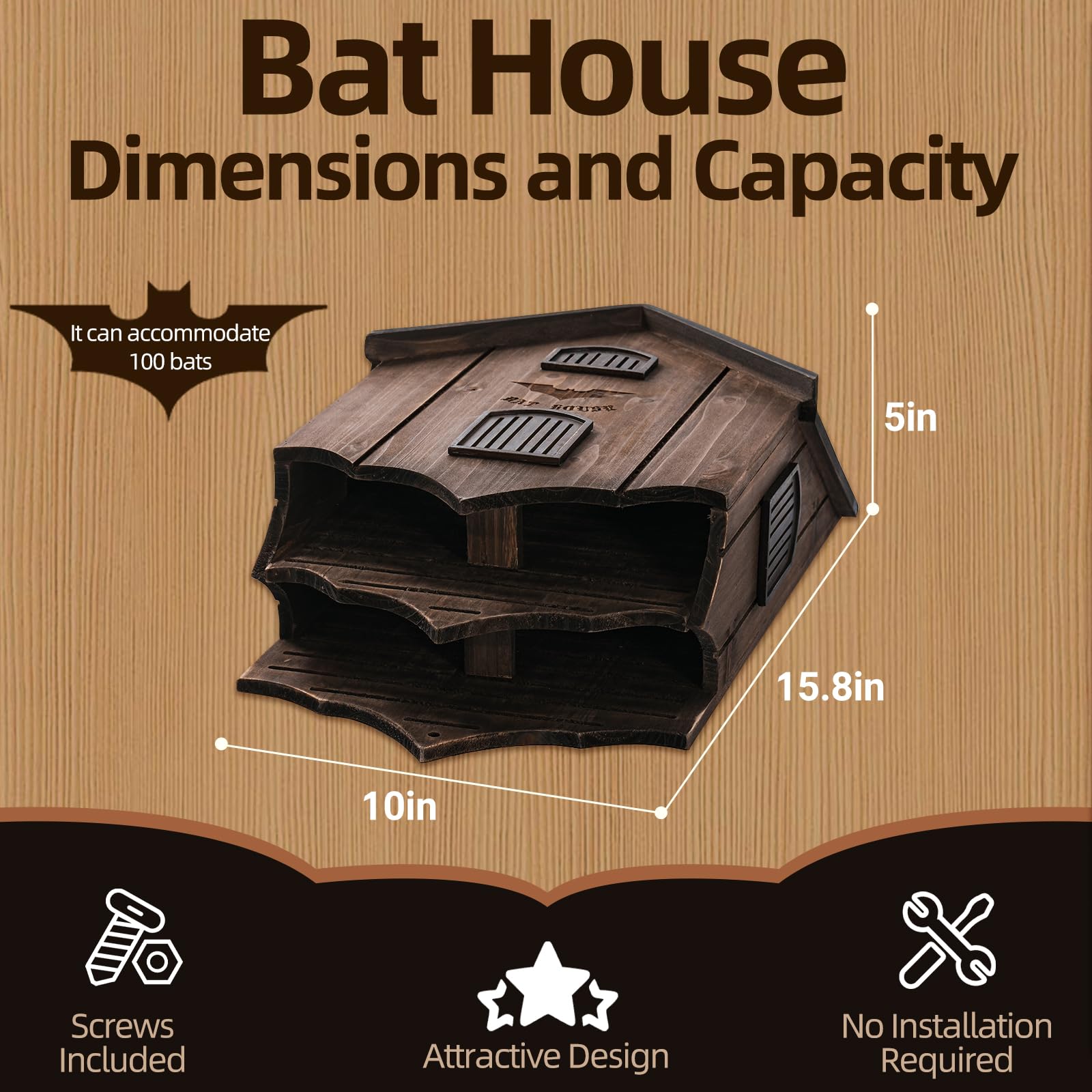 Lxnavihly bat box weather-resistant wood stands up to year-round outdoor use