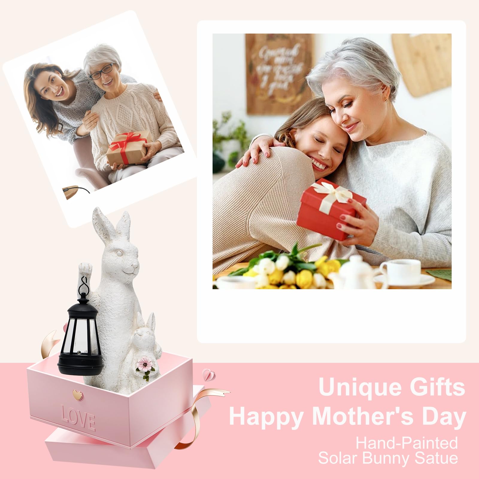 LXOUMEI Mother's Day Easter gift bunny statue sparks outdoor charm.