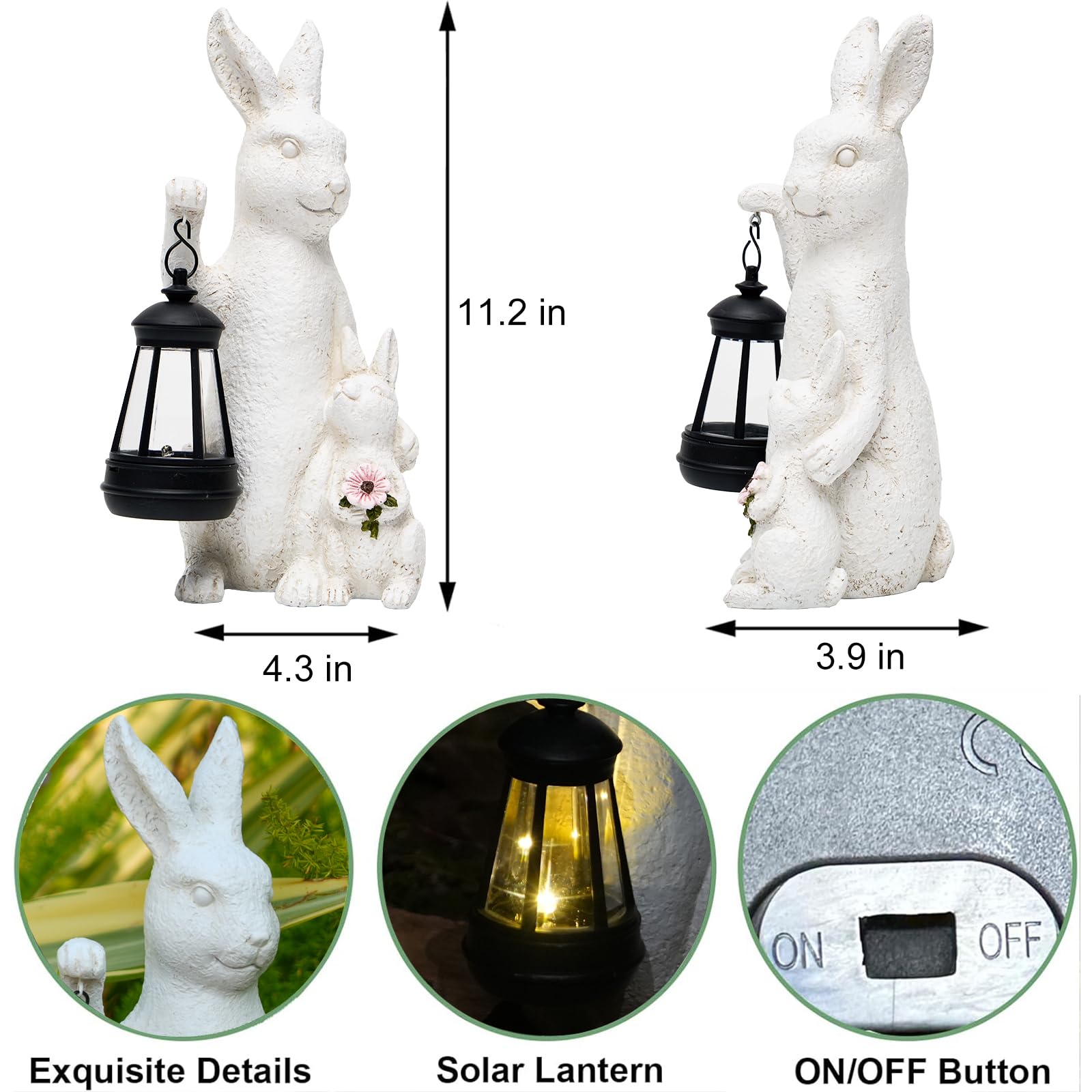 LXOUMEI rabbit figurine glows warmly for cozy outdoor evenings.