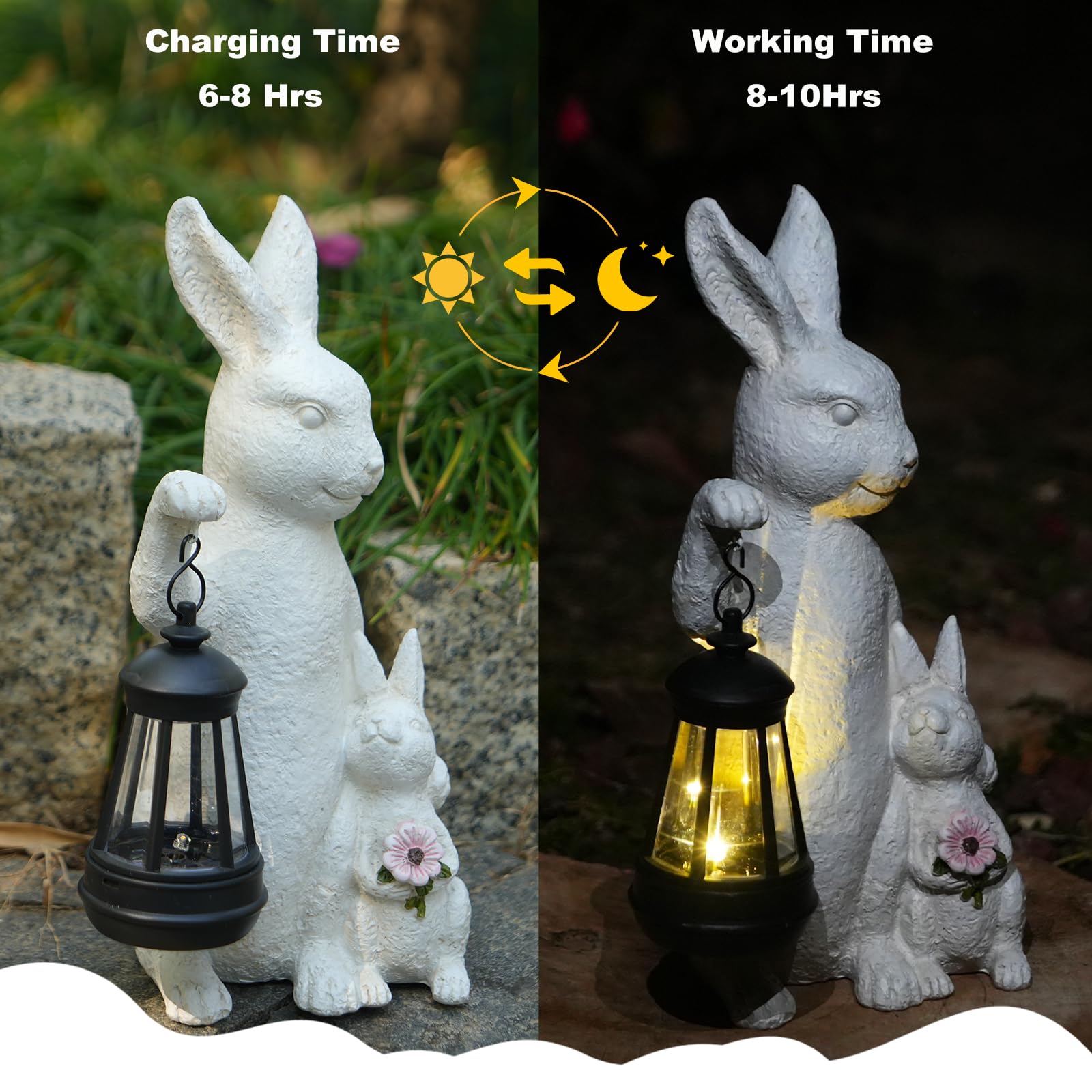 LXOUMEI solar-powered lantern bunny offers hands-free illumination.