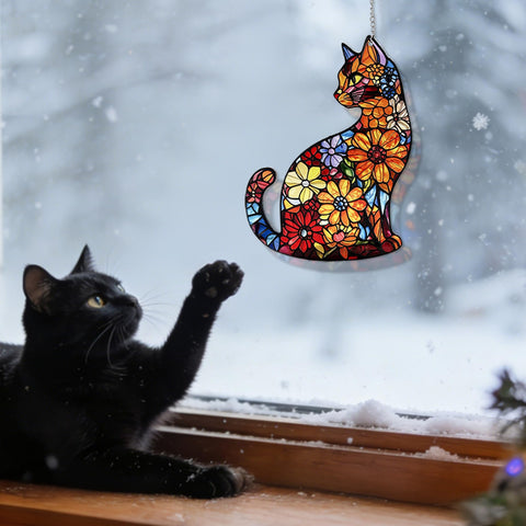 LXTMMRLJQ decorative glass cat suncatcher creates gentle color spots