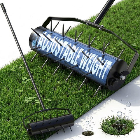Lxuziud manual roller lawn aerator assembled for easy soil penetration and lawn care.