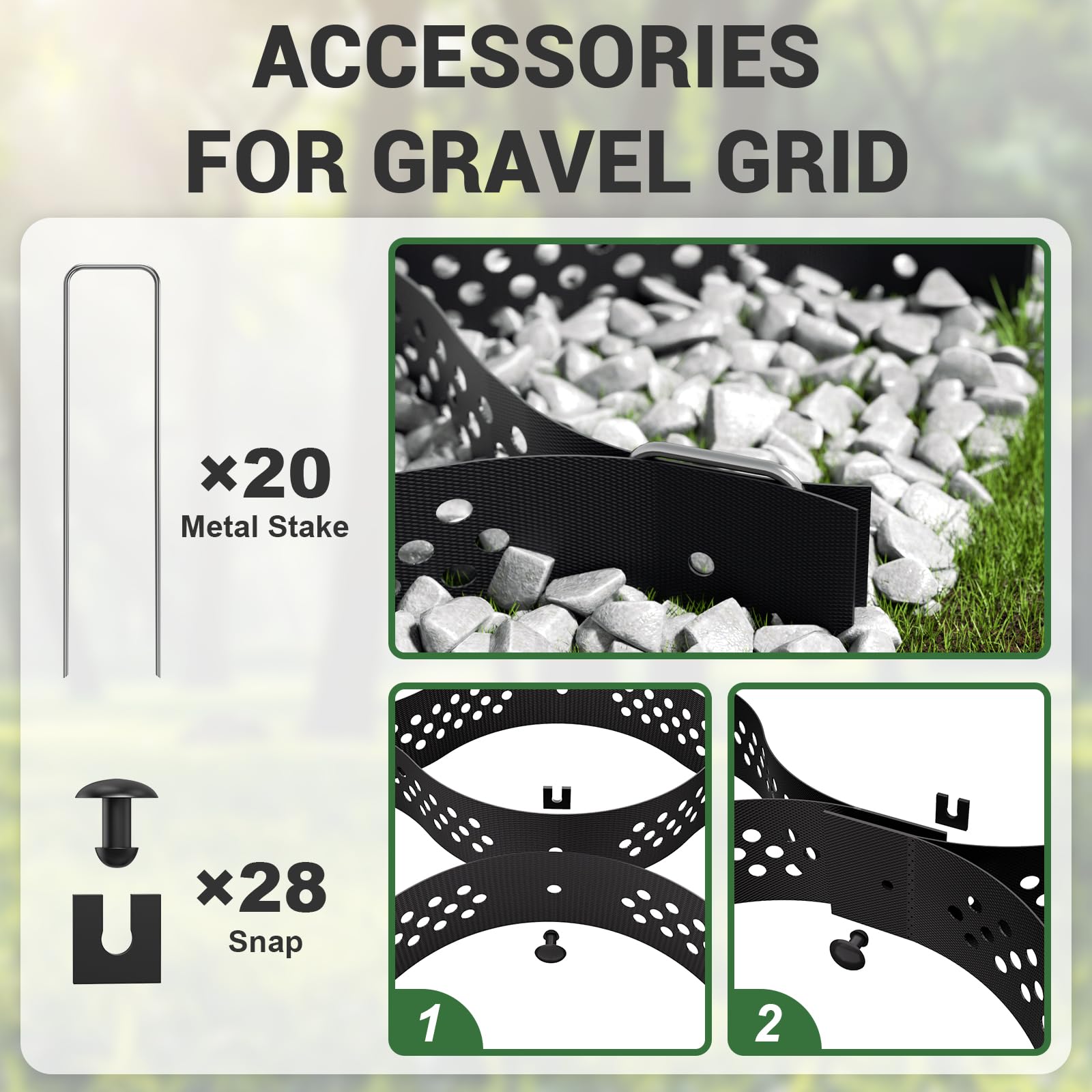 LXVOOEE gravel grid on driveway with gravel for mud-free surface