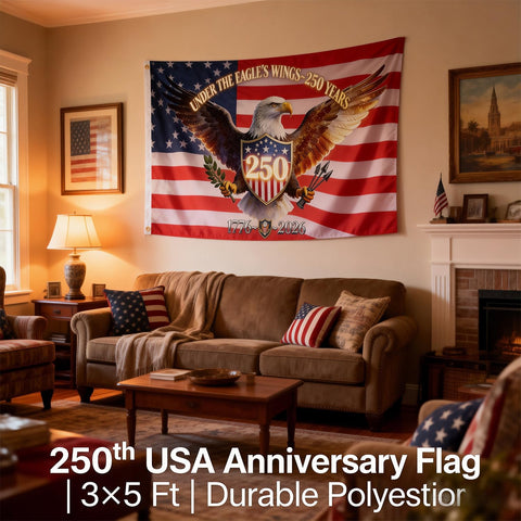 LY&SASIF flag featuring dual brass grommets for quick hanging.