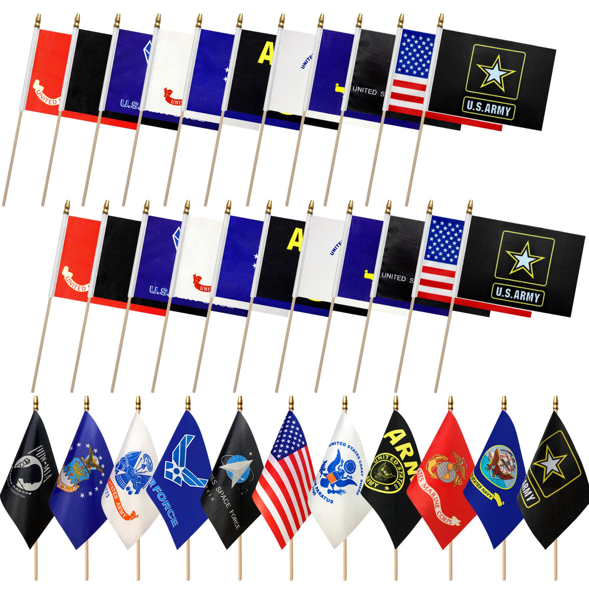 LyButty all-branches flag on a stick for outdoor memorial decor, weather-resistant and vivid.
