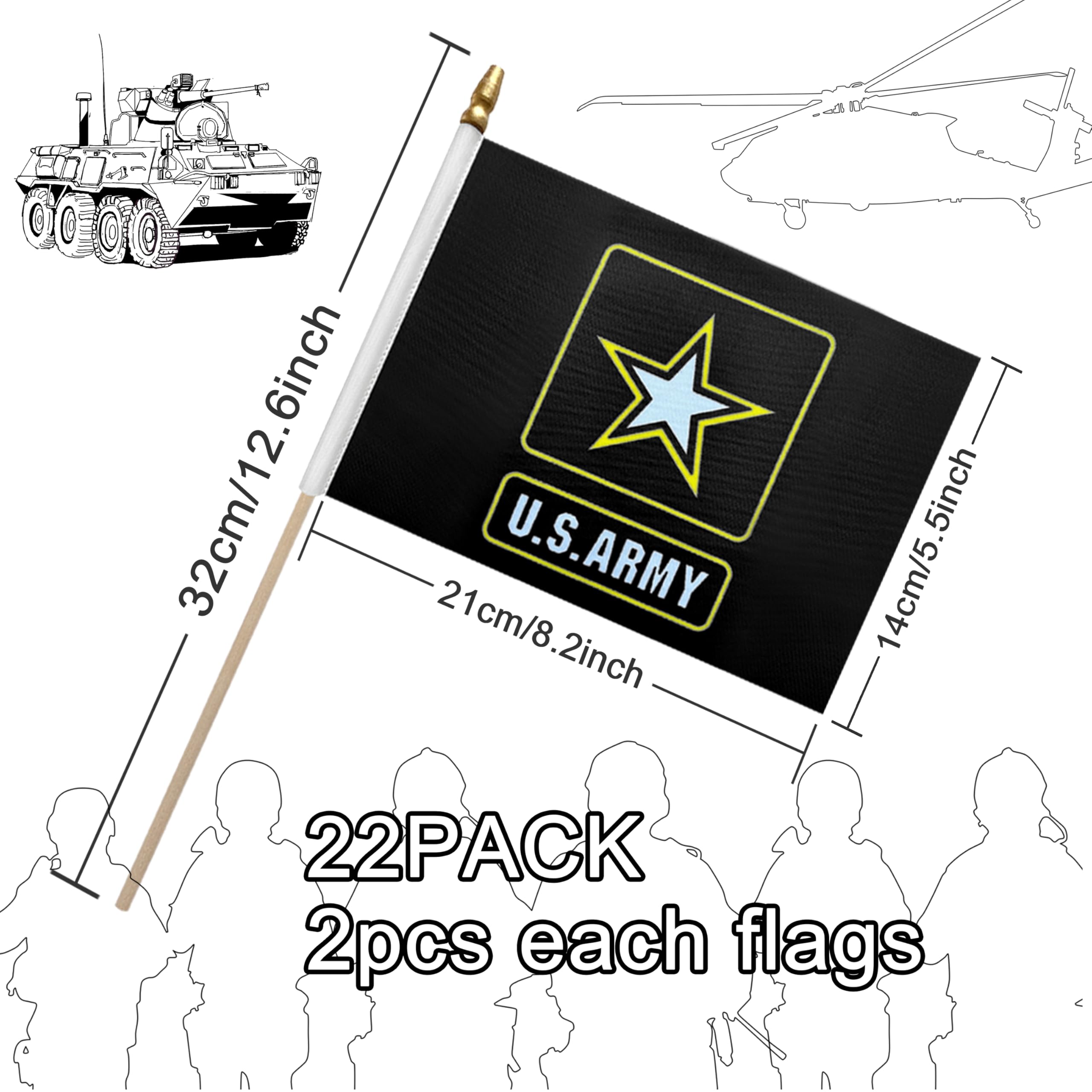 LyButty Army 1775 flag on a stick, ideal for ceremonies and parades.