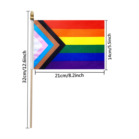 Assembled LyButty flags on sturdy wood sticks for fast event setups
